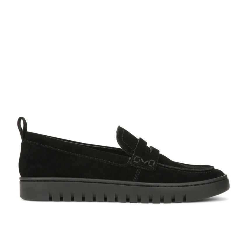 Vionic Uptown Womens Suede Loafer Black Packable Travel Platform