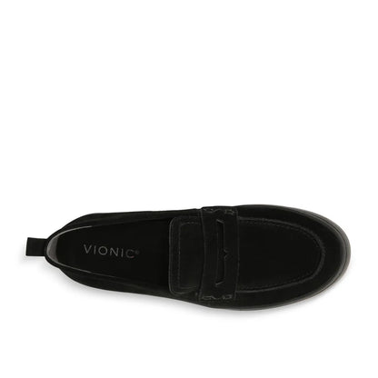 Vionic Uptown Womens Suede Loafer Black Packable Travel Platform