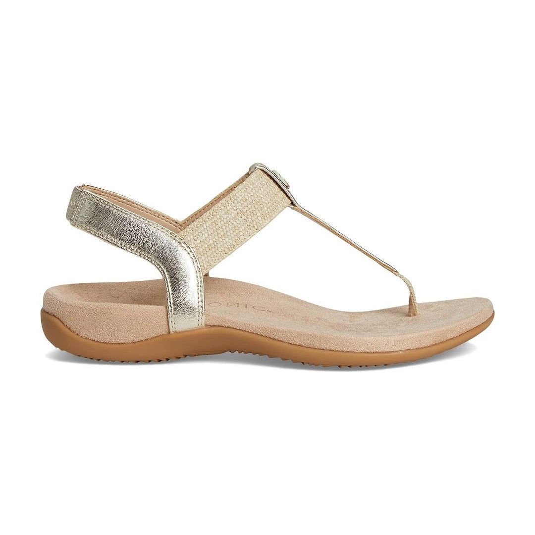 Vionic Brea Toe Post Slingback Sandal Gold Metallic Leather I9863L2700