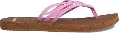 Sanuk Women's Yoga Sandy Flip-Flop Sandals with Soft Yoga Mat Footbed for All-Day Comfort, Pink