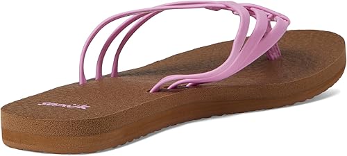 Sanuk Women's Yoga Sandy Flip-Flop Sandals with Soft Yoga Mat Footbed for All-Day Comfort, Pink