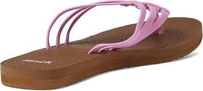 Sanuk Women's Yoga Sandy Flip-Flop Sandals with Soft Yoga Mat Footbed for All-Day Comfort, Pink