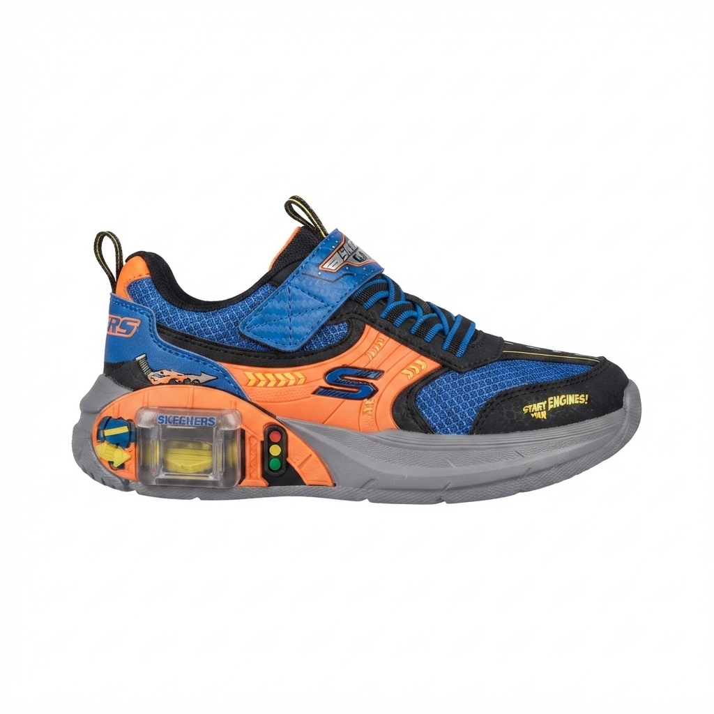 Skechers Garage Boys Light Adaptive Car Toy Storage Sneaker - Black/Blue/Orange (402150L)