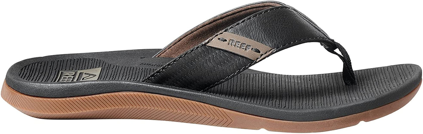 Reef Santa Ana Men’s Flip Flops Black Vegan Leather Waterproof Non Slip