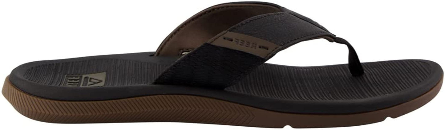 Reef Santa Ana Men’s Flip Flops Black Vegan Leather Waterproof Non Slip