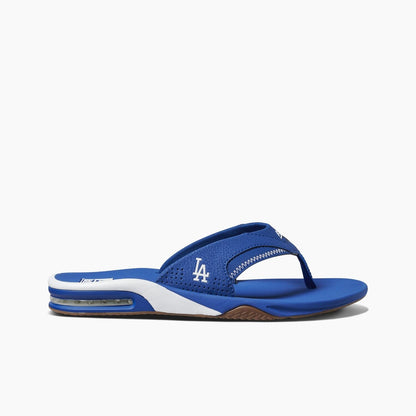 Reef Fanning X MLB Dodgers Flip Flop Sandal  Bottle Opener & Superior Arch Support, Blue